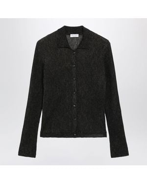 Brunello Cucinelli Sparkling Ribbed Silk Blend Cardigan - Black