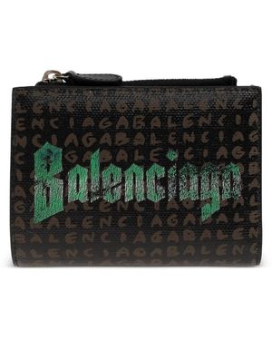 Balenciaga Logo-Print Bifold Wallet - Black