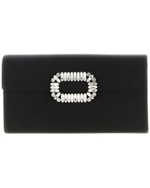 Roger Vivier Satin Pochette With Sexy Choc Buckle - Black