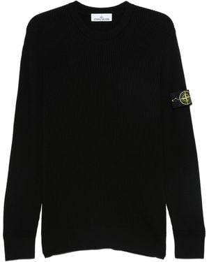 Stone Island Virgin Wool Crew Neck - Black