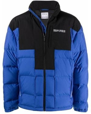 Marcelo Burlon Cross Block Logo Down Jacket - Blue