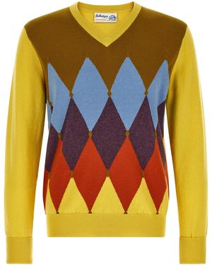 Ballantyne 'Classic Diamond' Intarsia Sweater - Blue