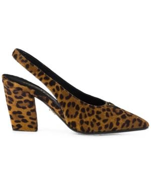 Prada Printed Calf Hair Slingback Court Shoes - Brown