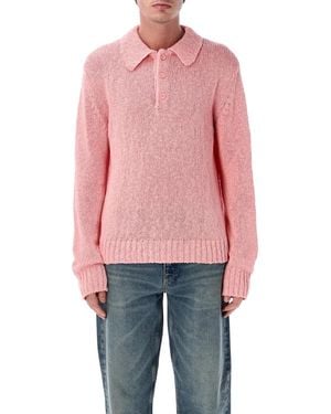 sunflower Cotton Linen Polo Jumper - Red