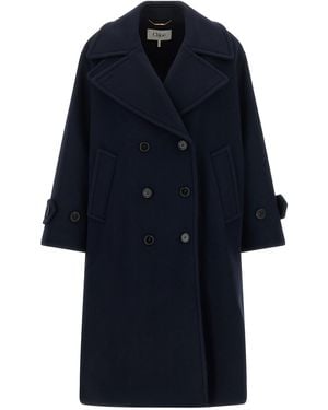 Chloé Double-Breasted Coat - Blue