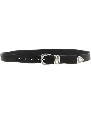 ZERBINI CLAUDIO Aged Leather Belt - Black