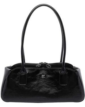 Courreges Courregès Strip Naplack Shoulder Bag - Black