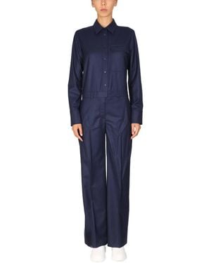 Stella McCartney Solid Shirt Collar Jumpsuit - Blue