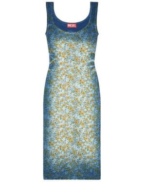 DIESEL Floral Print Cotton Dress - Blue