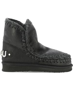 Mou Sheepskin Ankle Boots - Black