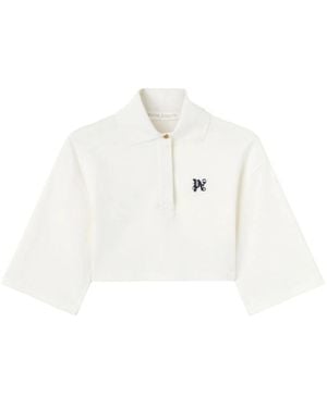 Palm Angels Monogram Cropped Polo Shirt - White