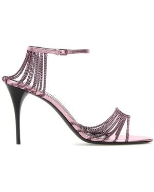 Saint Laurent Lilac Metal Babylone Sandals - Purple