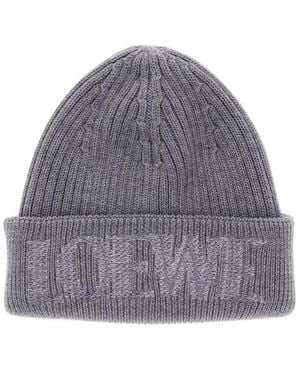 Loewe Wool Beanie With Logo - Gray