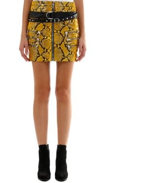 Unravel Project Python Leather Skirt - Yellow