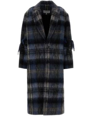 Loewe Embroidered Mohair Blend Coat - Black