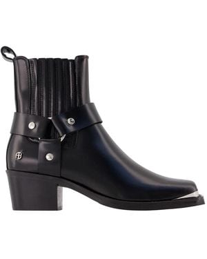 Anine Bing Mid-Height Biker Ankle Boots - Black