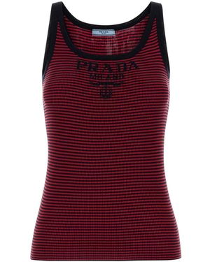 Prada Embroidered Silk Tank Top