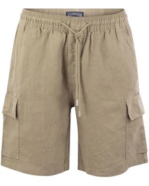 Vilebrequin Linen Cargo Bermuda Shorts - Natural