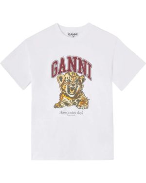Ganni Beaded Tiger T-Shirt - White