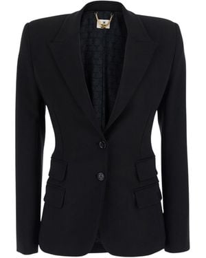 Elisabetta Franchi Single Breasted Tailored Blazer - Black