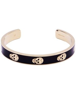 McQueen Thin Skull Cuff Bracelet - White