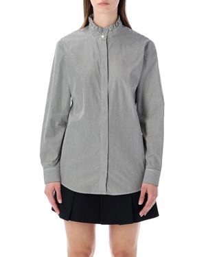 A.P.C. Striped Frill Collar Shirt - Grey