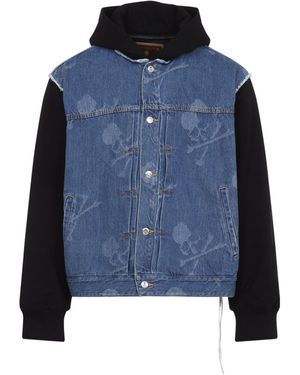 Mastermind Japan Hooded Monogram Denim Jacket - Blue