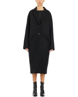 Courreges Courregès Cocoon Wool Long Coat - Black