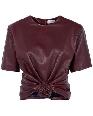 Magda Butrym Leather Cropped Blouse - Purple