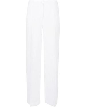 Via Masini 80 Linen Wide-Leg Pants - White