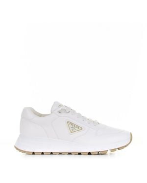 Prada Ivory Nappa Leather Sneakers - White