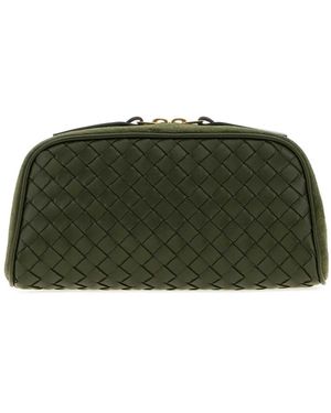 Bottega Veneta Bottle Leather And Suede Small Nodo Clutch - Green
