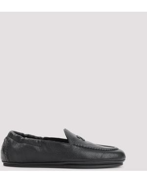 Celine Leather Triomphe 05 Loafers - Black