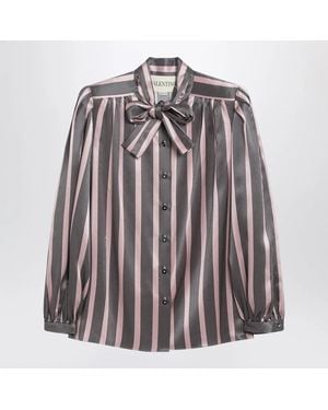 Valentino Striped Crepe De Chine Shirt - Pink