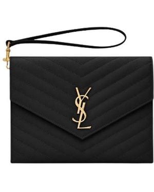 Saint Laurent Leather Clutch - Black