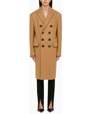 DSquared² Camel Wool Blend Oversize Deana Coat - Natural