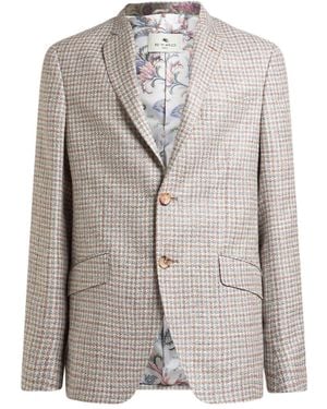 Etro Roma Fit Checked Jacket - Gray
