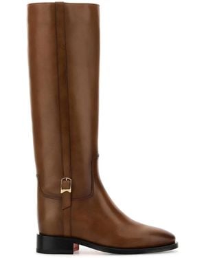 Santoni Leather Mandy Boots - Brown