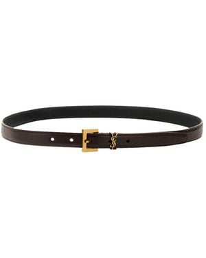 Saint Laurent Cintura "Cassandre" Sottile - Brown