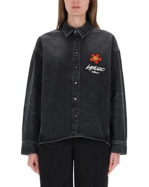 KENZO "Workwear" Shirt With X Futura 2000 Embroidery - Black
