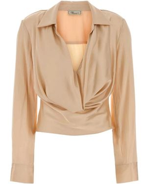 Blumarine 4C270A Satin Top - Natural