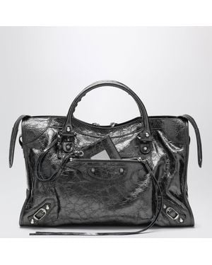 Balenciaga Le City Medium Steel Leather Bag - Black