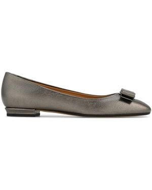 Ferragamo Varina Crackled Laminated Metallic Leather Ballet Flat - Brown