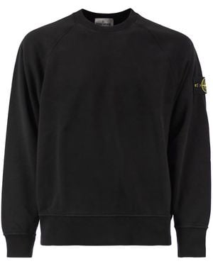 Stone Island Cotton Crew Neck Sweatshirt With Compass Badge - Black