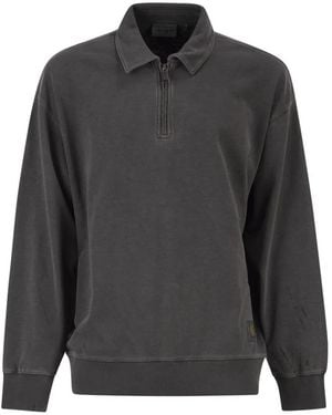 Carhartt Faded Cotton Half-Zip Sweatshirt - Grey