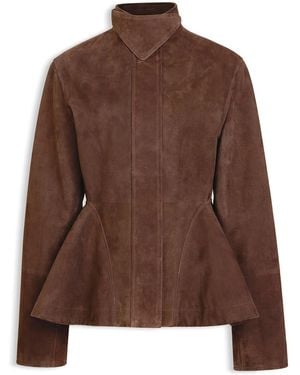 Alaïa Alaia Peplum-Cut Goatskin Suede Jacket - Brown