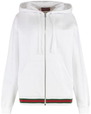 Gucci T-Shirt Full Zip Cotton Hoodie - White
