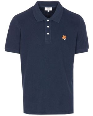 Maison Kitsuné Maison Kitsuné Fox Head Cotton Polo Shirt - Blue