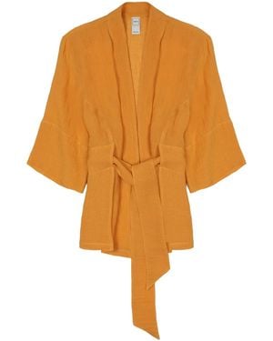 120% Lino Giacca Kimono - Yellow