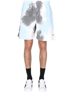 MSGM Tie Dye Pattern Bermuda - Blue